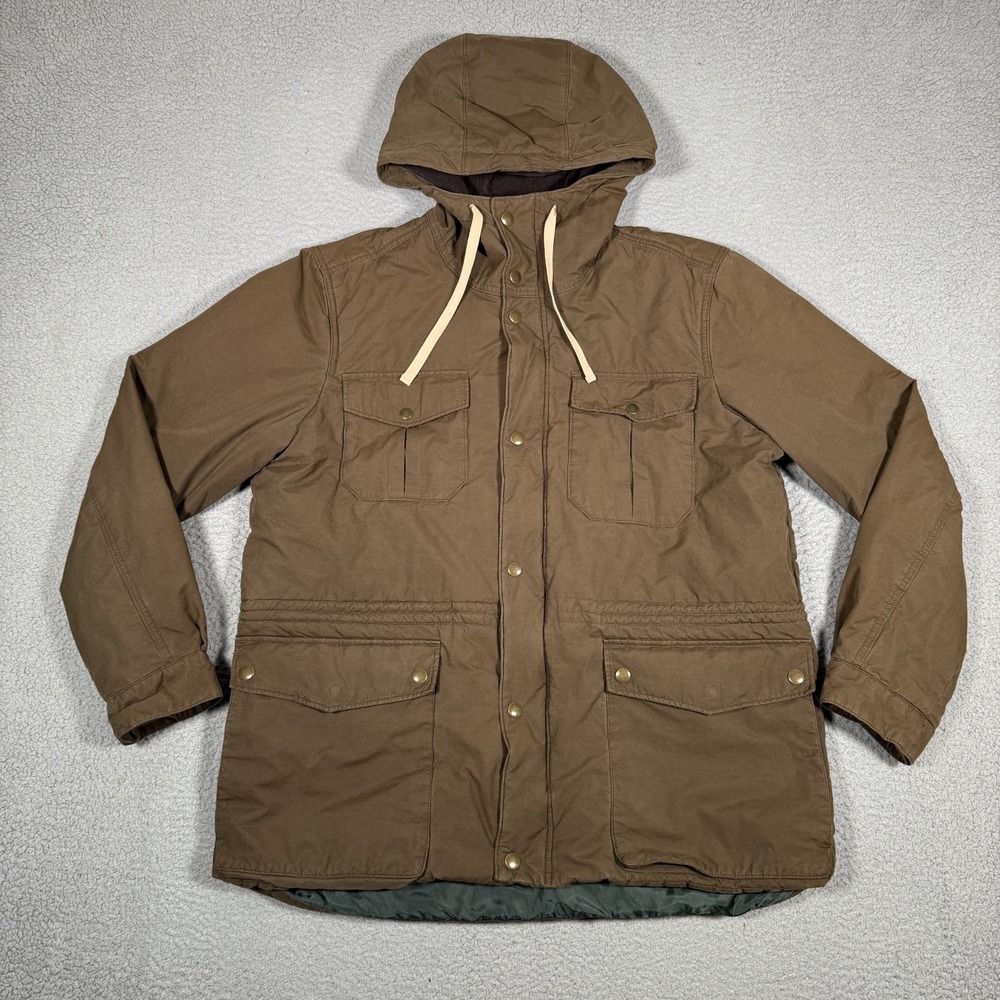 Gap Jacket Mens XL Olive Full Zip Scala Parka Hooded Outdoor Casual Preppy